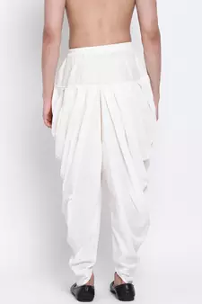 off-White Art Silk Plain Dhoti
