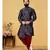 blue silk plain stitched Men Indo Western Set