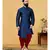 blue silk plain stitched Men Indo Western Set