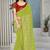 Green printed art silk saree with blouse