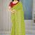Green printed art silk saree with blouse