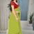 Green printed art silk saree with blouse