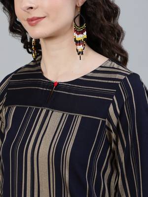 Navy-blue printed cotton ethnic-kurtis 5