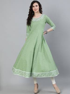 Green printed viscose ethnic-kurtis 1