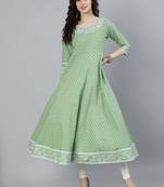 Green printed viscose ethnic-kurtis