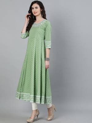 Green printed viscose ethnic-kurtis 2