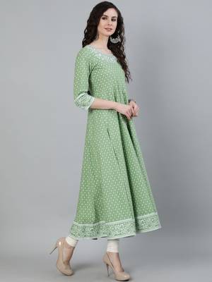 Green printed viscose ethnic-kurtis 4