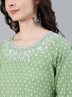 Green printed viscose ethnic-kurtis 5