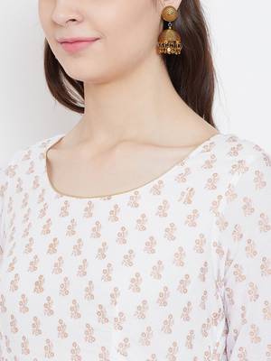 White printed cotton long-kurtis 4