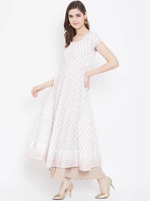 White printed cotton long-kurtis 3