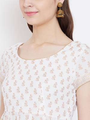 White printed cotton long-kurtis 4