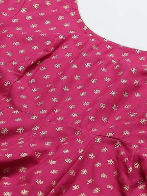 Pink printed cotton long-kurtis 4