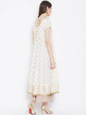 Off-white printed cotton long-kurtis 2