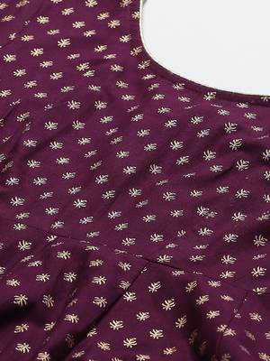 Purple printed cotton long-kurtis 4