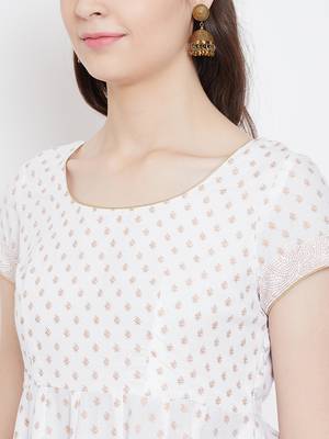 White printed cotton long-kurtis 4
