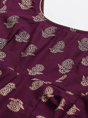 Purple printed cotton long-kurtis 4
