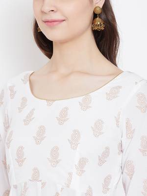 White printed cotton long-kurtis 4