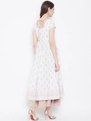 White printed cotton long-kurtis 2