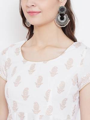 White printed cotton long-kurtis 4