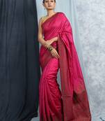 Magenta zari woven Tanchoi silk saree