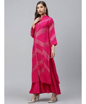 Made to Measure Kurta Pallazo Set with Geometrical Gotta Patti Embroidery & Buttons 5