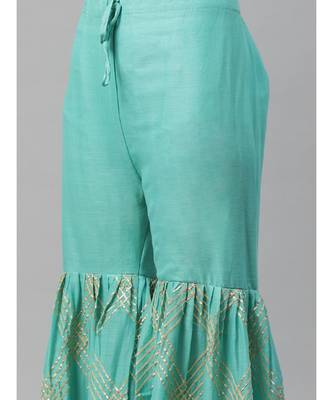 Made To Measure Ikat Print & Gotta Patti Embroidery Kurta Sharara Set & Cotton Dupatta 5