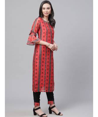 Chanderi Silk Stitched Suit with Digital Handloom & Indie Print with Maheshwari Dupatta 2