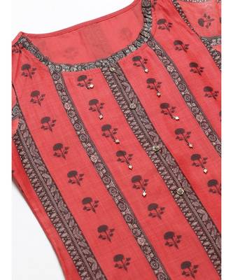Chanderi Silk Stitched Suit with Digital Handloom & Indie Print with Maheshwari Dupatta 4