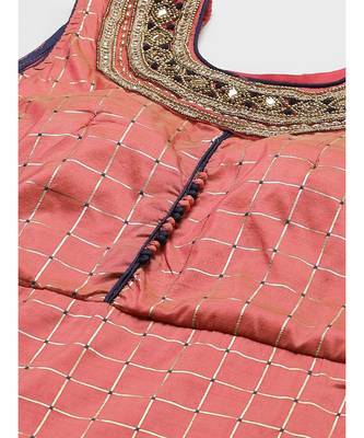 Made to Measure Pastel Woven Embroidered Anarkali Set with Contrast Banarasi Dupatta 5