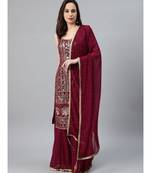 Georgette Stitched Pallazzos Suit with Oxidised Sequence & Mukaish Embroidery Dupatta