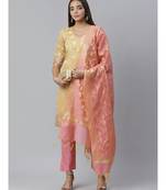 Banarasi Kurta Set with Zari meenakari Stylish weaving and Handloom dupatta