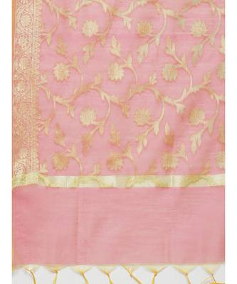 Banarasi Kurta Set with Zari meenakari Stylish weaving and Handloom dupatta 4