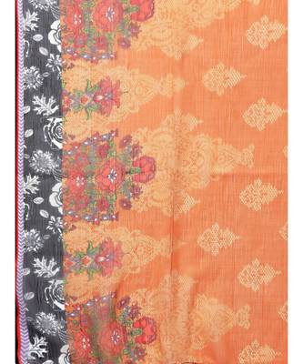 Mustard beige Floral Printed Crepe Made-to-Measure Kurta Set with Chiffon Dupatta 5