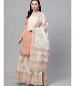 Pure Cotton Cambric Block Printing Stitched Suit with GottaPatti Embroidery & Shehrara