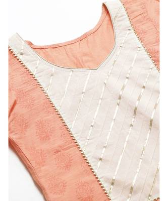 Pure Cotton Cambric Block Printing Stitched Suit with GottaPatti Embroidery & Shehrara 4