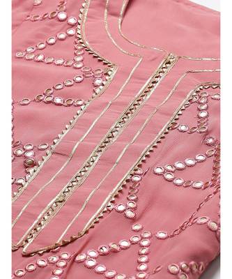 Pink Made to Measure Gota-Patti & Resham Embroidery Kurta Sharara Set with Chiffon Dupatta 4
