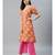Orange Cotton Stitched Resham Embroidered Suit with Batik Print & Styled Sleeves