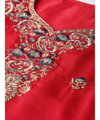 multicolor Made to Measure Embellished Kurta Sharara Set With Zari, Resham embroidery and scalloped hemline 4