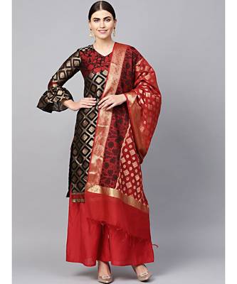 multicolor Made-to-Measure Kurta Set with Banarasi Handloom dupatta and Sharara 1