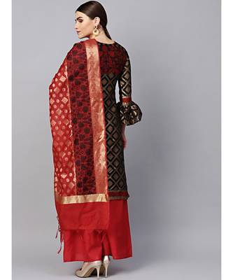 multicolor Made-to-Measure Kurta Set with Banarasi Handloom dupatta and Sharara 6