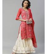 orange Mirror Neck line Art Silk Kurta,with Gotta Patti Sharara & Sequence Embroiderd Dupatta