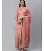 Pink Handloom Chanderi Kurta Set with Resham Weave Paisley Pattern & Banarasi Dupatta