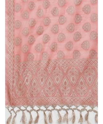 Pink Handloom Chanderi Kurta Set with Resham Weave Paisley Pattern & Banarasi Dupatta 5