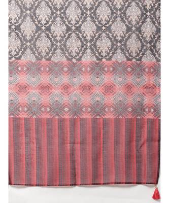 Red Chanderi Silk Stitched Suit with Digital Handloom & Indie Print with Maheshwari Dupatta 6