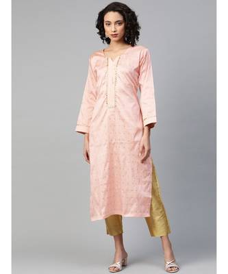 multicolor Made To Measure Fusion Woven Pastel Kurta Set with Gotta Patti Tassels & Pants 1