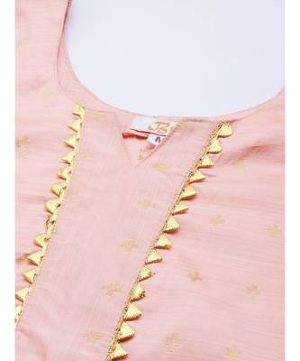 multicolor Made To Measure Fusion Woven Pastel Kurta Set with Gotta Patti Tassels & Pants 2
