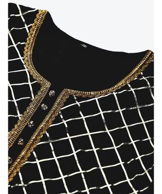 Black Made to Measure Black Kurta Pallazo Set with Gotta Patti Embroidery & Chiffon Dupatta 4