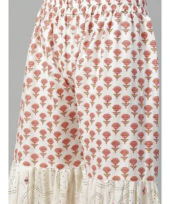 off white Made to Measure Sequence & Thread Embroidery Kurta Sharara Set with Gotta Patti Taping 6