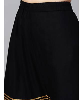 Black Cotton Kurta Set With Sharara, Gota Patti and Foil Print Dupatta 6