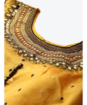 yellow Made to Measure Pastel Woven Embroidered Anarkali Set with Contrast Banarasi Dupatta 2